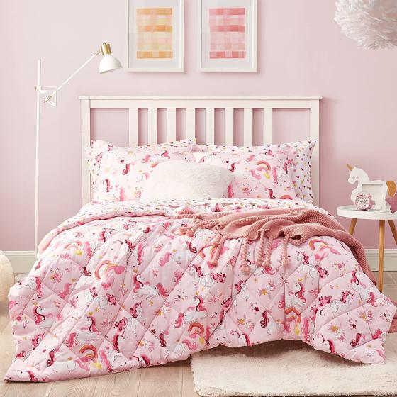 Imagem de Conjunto de roupa de cama UMCHORD Unicorn para meninas, tamanho duplo, 5 peças