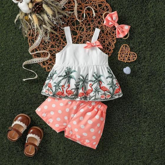 Imagem de Conjunto de Roupa Infantil Menina - Blusa e Shorts com Estampa de Bolinhas - Verão