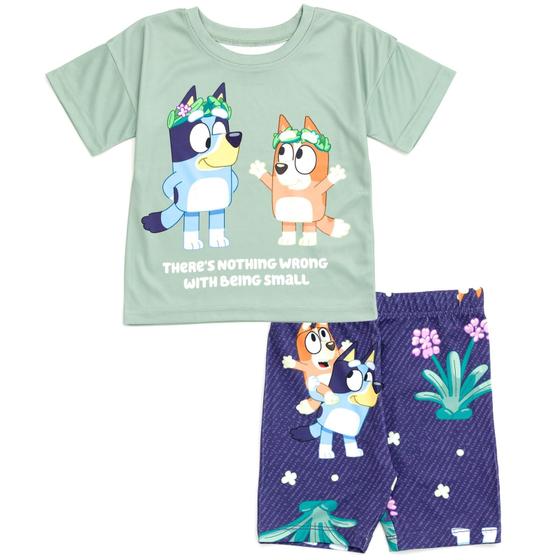 Imagem de Conjunto de roupas Bluey Toddler Girls: camiseta e shorts 5T verde/azul