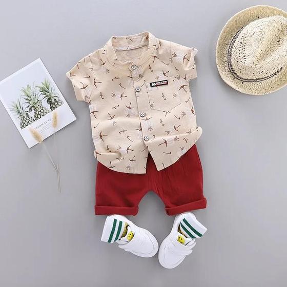 Imagem de Conjunto De Roupas De Verão De Algodão Para Bebês Meninos E Meninas, Camisa Com Shorts, 2 Peças,