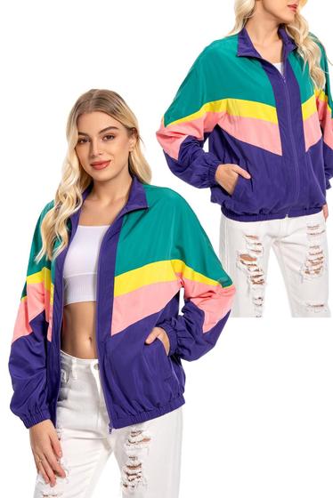 Imagem de Conjunto de roupas esportivas MASSWO feminino dos anos 80 Colorblock Sweat Suit retrô