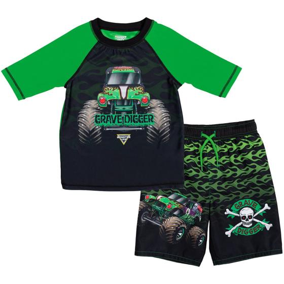 Imagem de Conjunto de roupas Monster Jam Grave Digger Rash Guard and Trunks