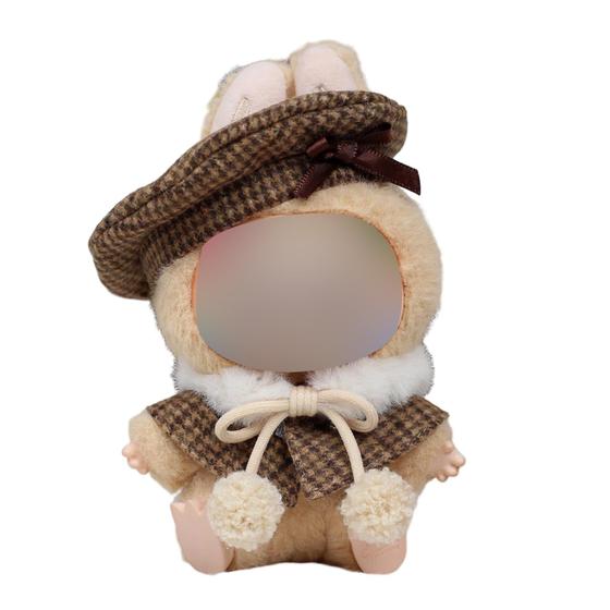 GrillGauge Car Seat Ornament For Labubu Dolls - Plush Cushion With Safety Strap, Air Vent Clip & Desktop Stand (Blue)