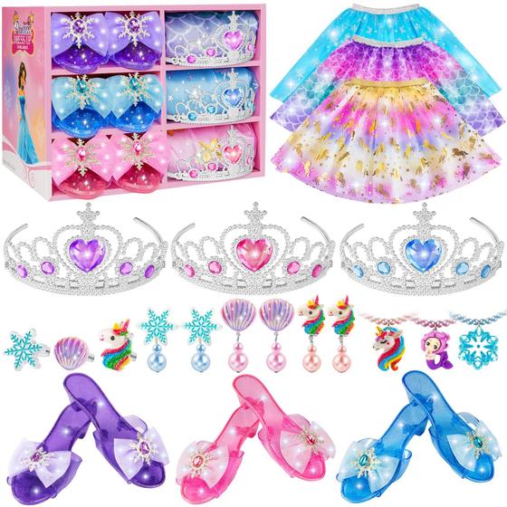 Imagem de Conjunto de roupas para princesas com sapatos, joias de 3 a 6 anos