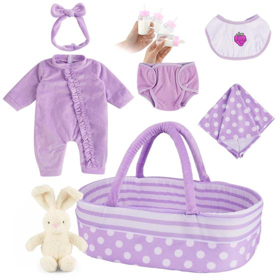 Imagem de Conjunto de roupas Reborn Baby Doll com berço para 43-56 cm BABESIDE