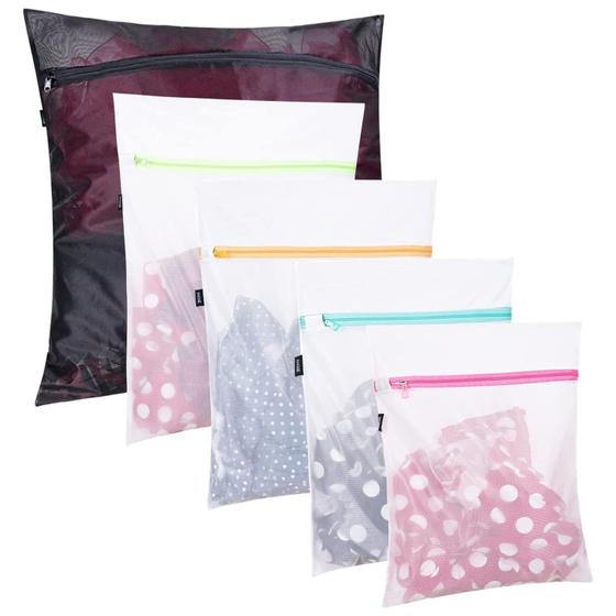 Imagem de Conjunto de sacos de lavanderia Mesh, 5 peças: 1 extra grande, 2 grandes e 2 médias