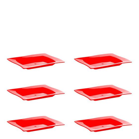 Imagem de Conjunto de Saladeira Moove Rasa 1L 6 Peças Vermelho em Polipropileno Linha Tropical VEM