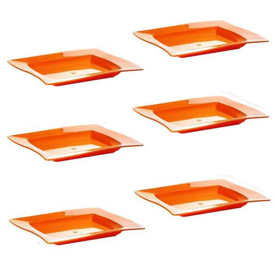 Imagem de Conjunto De Saladeira Moove Rasa Vemplast M 1L 6Un Laranja