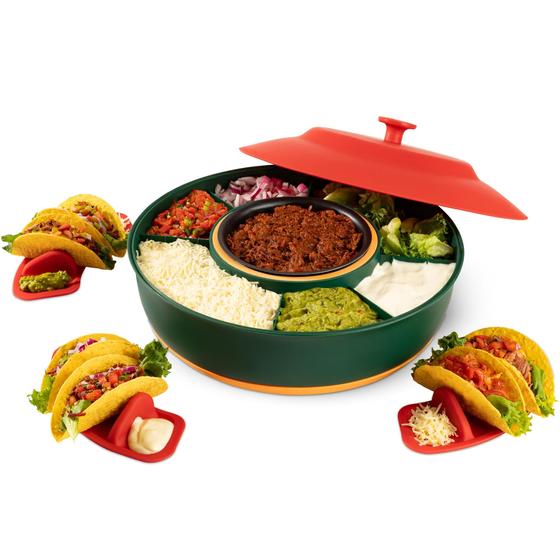 Imagem de Conjunto de Servir Taco Bar Kusini Lazy Susan com Panela Aquecida 900ml