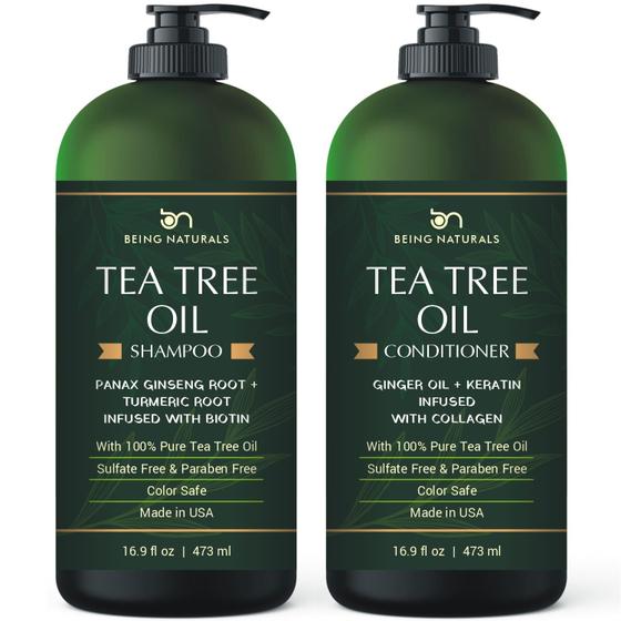 Imagem de Conjunto de shampoo e condicionador Being Naturals Tea Tree Oil 500mL x 2