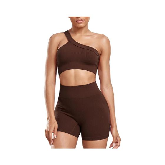 Imagem de Conjunto De Shorts De Fitness Femininos De Cintura Alta Skinny Stretch Sexy Corrida Ao Ar Livre Moda