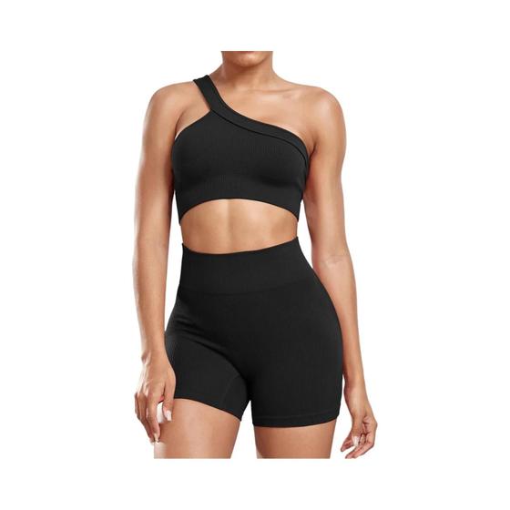 Imagem de Conjunto De Shorts De Fitness Femininos De Cintura Alta Skinny Stretch Sexy Corrida Ao Ar Livre Moda