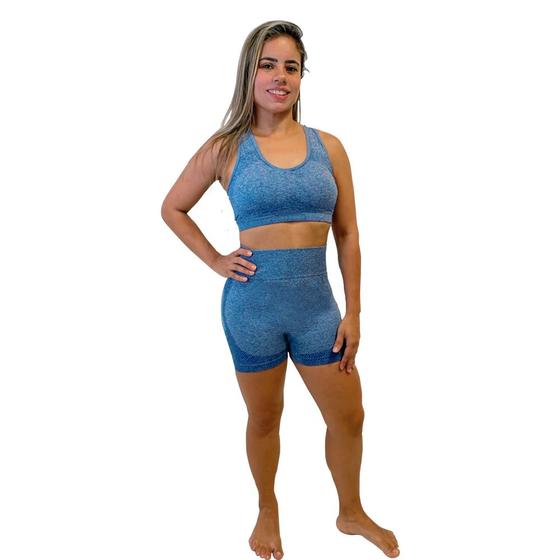 Imagem de Conjunto De Shorts e Top Sem Costura Para Conforto Modelo Feminino Para Academia