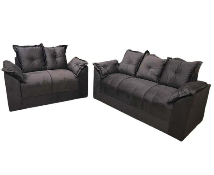 Conjunto de Sofá 2 e 3 Lugares Paris Suede Marrom Menor preço em Conjunto de Sofá 2 e 3 Lugares Paris Suede Marrom