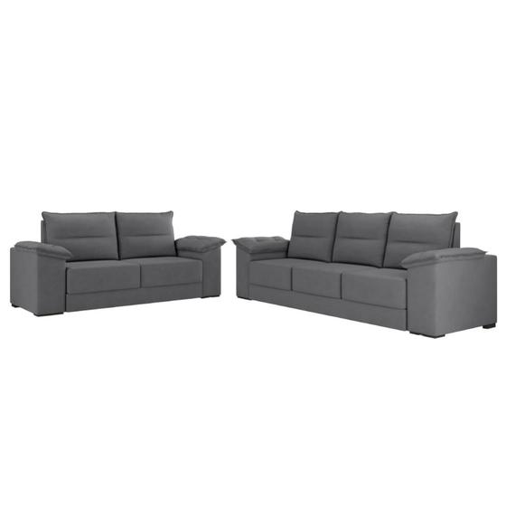 Menor preço em Conjunto de Sofá 2 e 3 Lugares Texas Suede Cinza