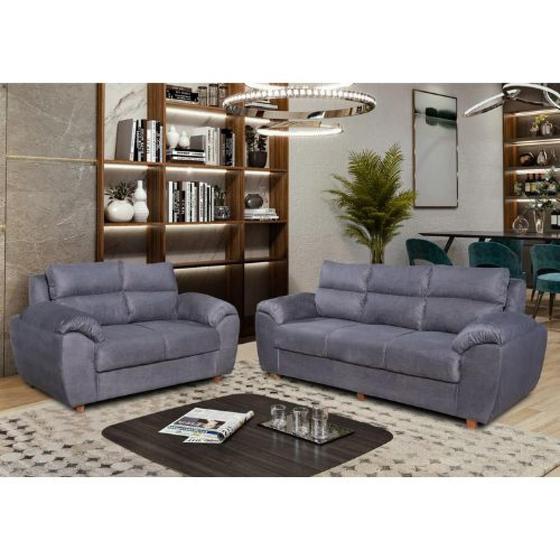 Conjunto de Sofá 3x2 Lugares Prisma Cinza Bello Estofados Conjunto de Sofás Magazine Luiza