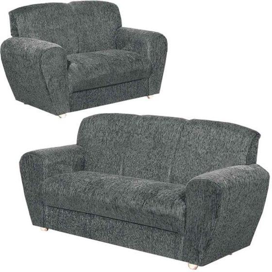Imagem de Conjunto de Sofá 5010 com 2 e 3 Lugares Tecido Suede Cor Cinza