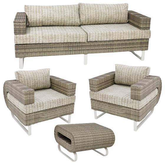 Imagem de Conjunto de Sofá para Jardim Completo com Poltronas e Mesa Área Externa