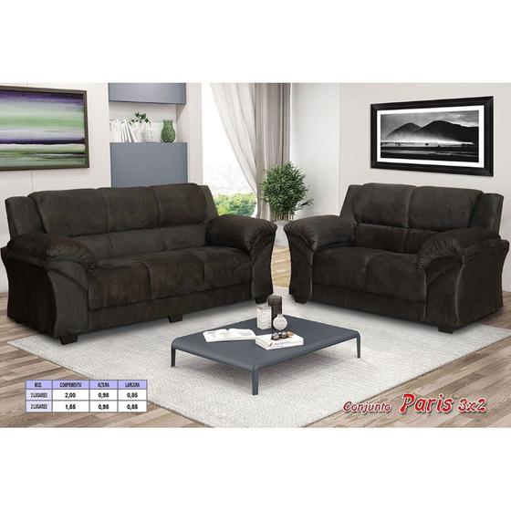 Conjunto de Sofá Parana Paris 3x2 lugares 3816 Estofados Paraná Conjunto de Sofás Magazine
