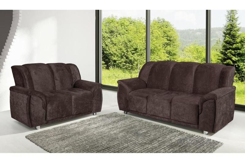 Conjunto de Sofá Quality 3 e 2 Lugares Tecido Suede Amassado Marrom