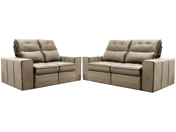 Conjunto de Sofás 2 e 3 Lugares Barsa Gralha Azul Menor preço em Conjunto de Sofás 2 e 3 Lugares Barsa Gralha Azul