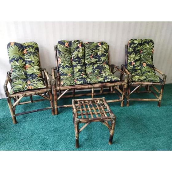 Imagem de conjunto de sofás de bambu Almofadas futon  floral