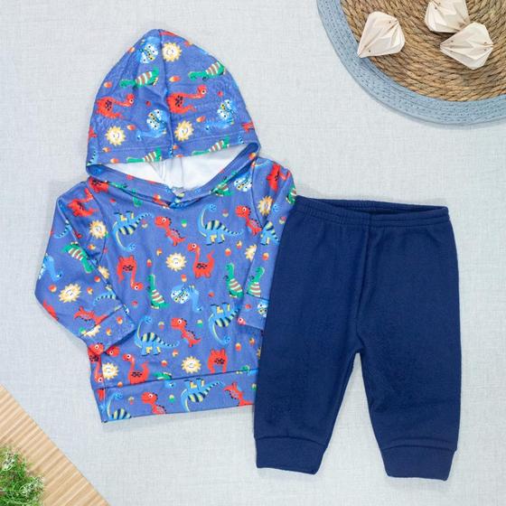 Imagem de Conjunto de Soft com Blusa e Calça Dino em Tons Azuis