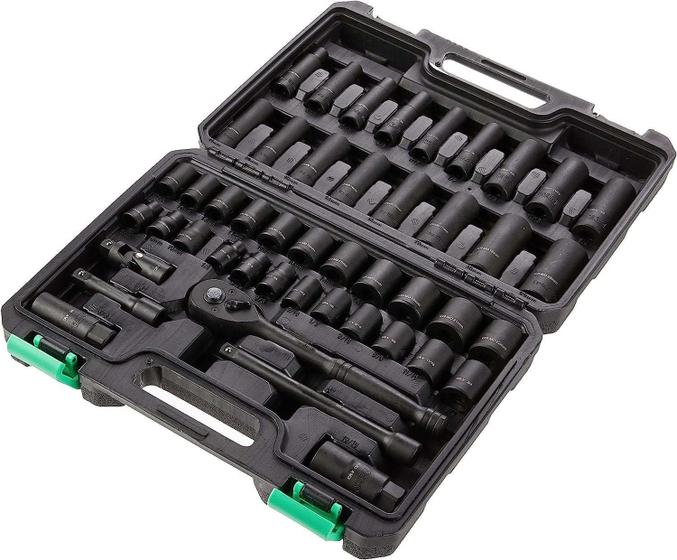 Imagem de Conjunto de Soquetes Amazon Basics - 46 Peças 3/8" com Catraca