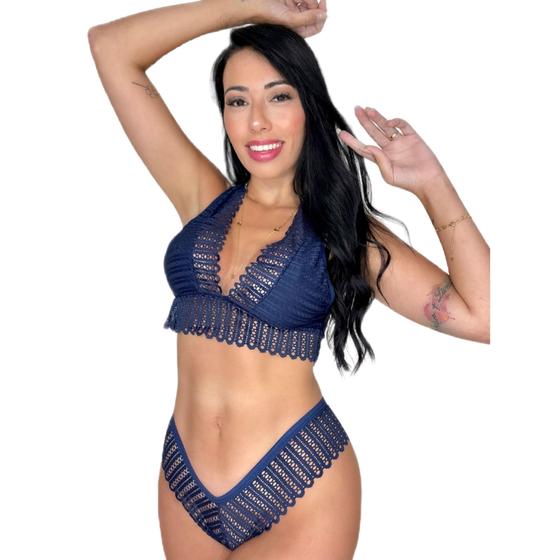 Imagem de Conjunto de Sutiã Sem Bojo e Calcinha Renda Feminino Sexy Lingerie Sensual e Sedutora