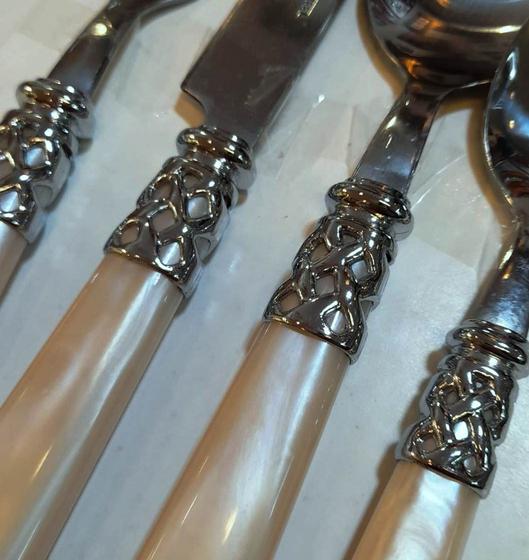 Conjunto de Talheres Aço Inox, Cabo com Marfim