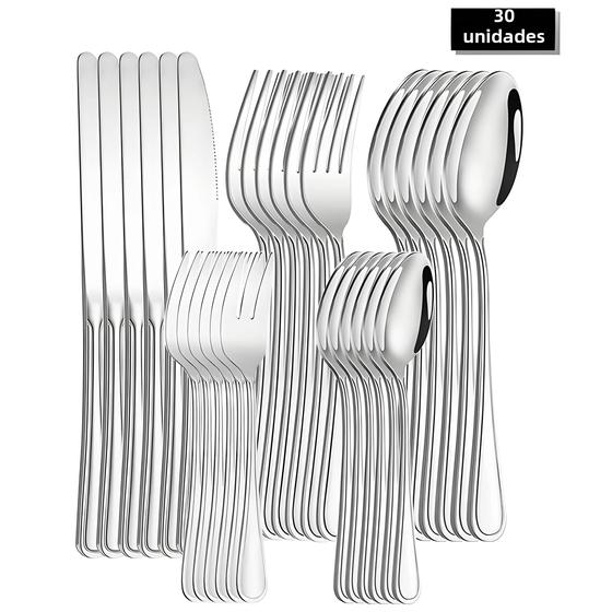Imagem de Conjunto De Talheres De Aço Inoxidável De Alta Qualidade 6/30pcs Faca De Bife Garfo Colher De