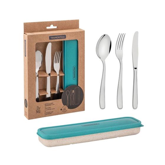Conjunto de talheres em aço inox tramontina com 4 peças Menor preço em Conjunto de talheres em aço inox tramontina com 4 peças