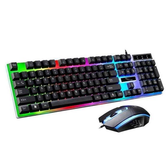 Imagem de Conjunto de Teclado e Mouse Gamer com LED Rainbow - Iluminação RGB