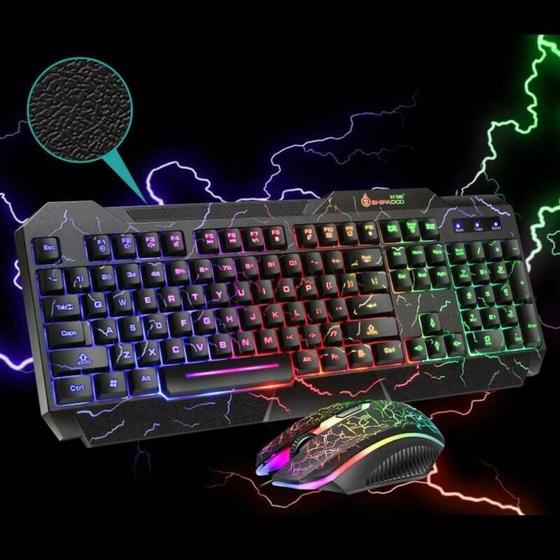 Imagem de Conjunto de Teclado e Mouse Gamer com LED RGB Rainbow