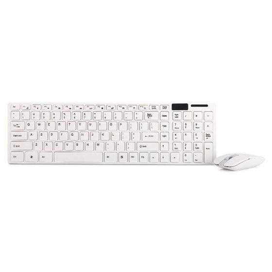 Imagem de Conjunto de Teclado e Mouse Sem Fio 2.4GHz - Design Fino e Slim (Branco)