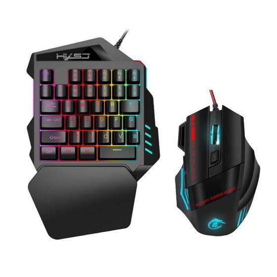 Imagem de Conjunto de teclado mecânico e mouse Gamer 35 teclas com uma mão