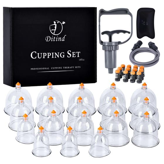 Conjunto de terapia com ventosas Ditind 18 unidades com estojo para massagem terapêutica