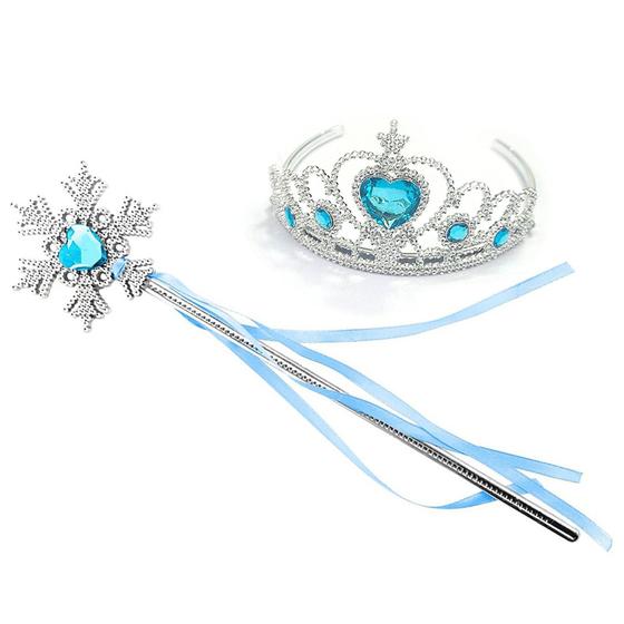 Imagem de Conjunto de tiara e varinha Princess Crown Kuzhi Silver Heart Jewel