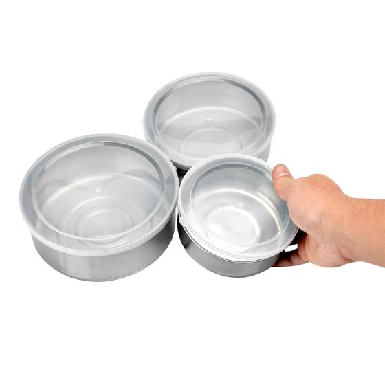 Imagem de Conjunto de Tigelas Bowl Potes Inox Kit com 3 peças ixb0107