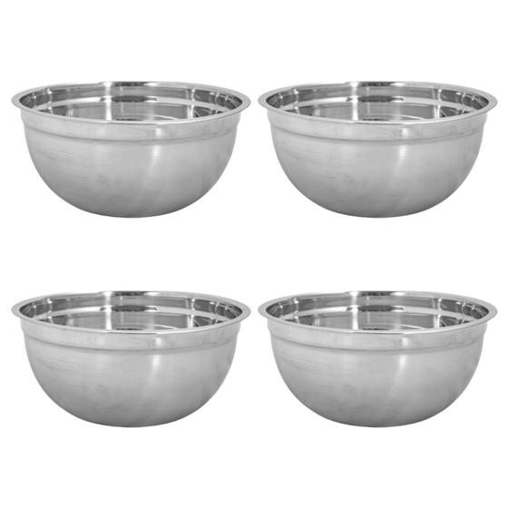 Imagem de Conjunto De Tigelas Bowls Em Aço Inox 3,2L Para Confeitaria - 4 Unidades
