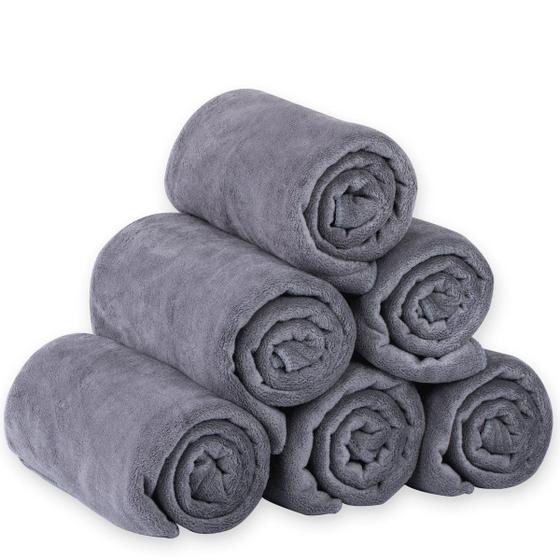 Imagem de Conjunto de toalhas de banho JML Microfiber 27x55cm Extra Absorvente Cinza 6 unidades