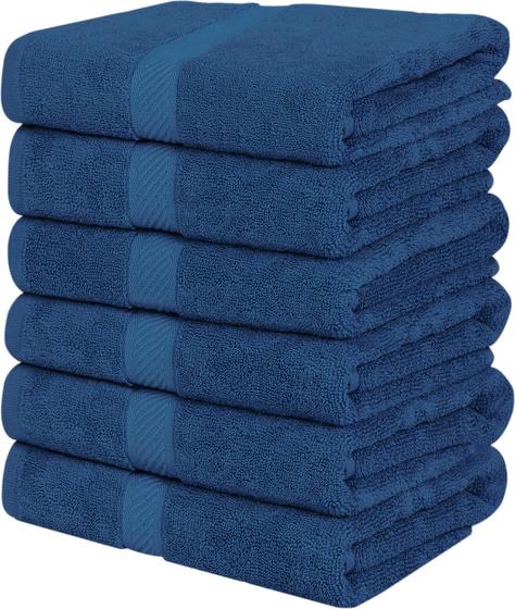 Imagem de Conjunto de toalhas de banho Utopia Towels, pacote com 6, 100% algodão fiado em anel, azul marinho