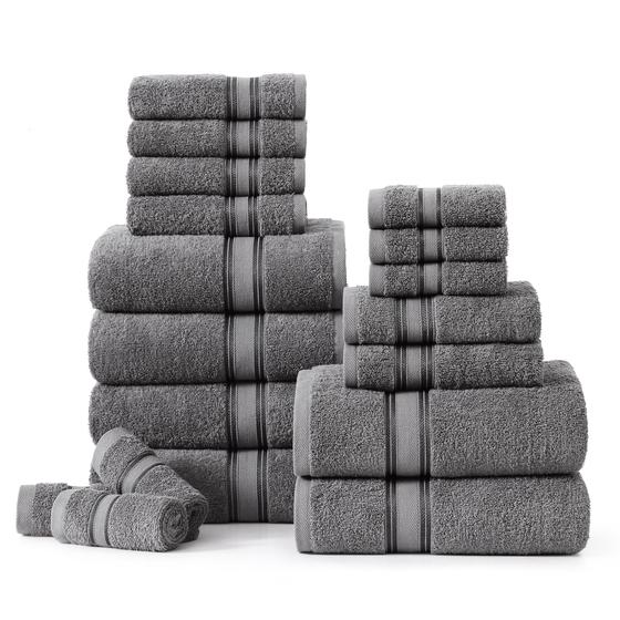 Imagem de Conjunto de toalhas LANE LINEN Luxury 100% algodão 18 peças Cool Grey