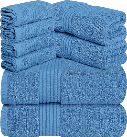 Imagem de Conjunto de Toalhas Utopia Towels 8 Peças - 100% Algodão Egípcio - Azul Elétrico