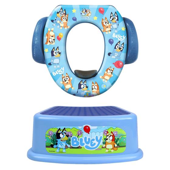Imagem de Conjunto de Treinamento para Vaso Sanitário Ginsey Bluey - com Assento e Banquinho Macios