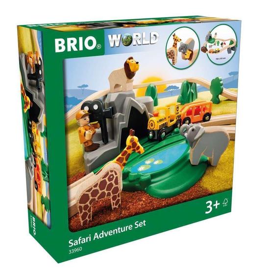 Imagem de Conjunto de trem de brinquedo BRIO World Safari Adventure 26 peças para crianças a partir de 3 anos