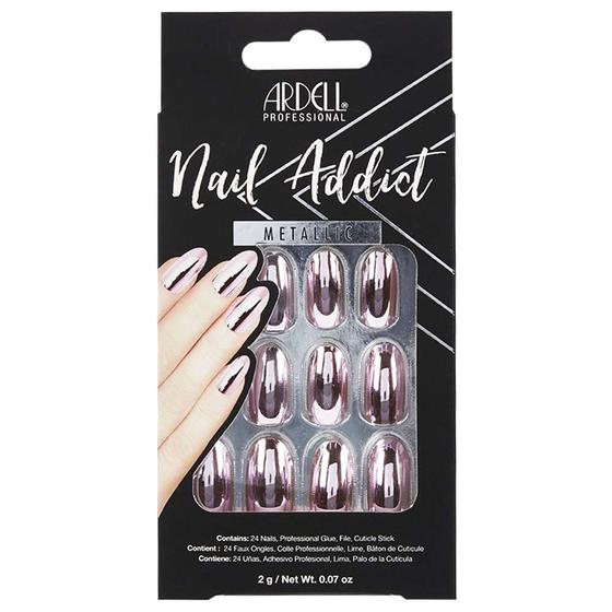 Imagem de Conjunto de unhas artificiais Ardell Nail Addict, rosa metál