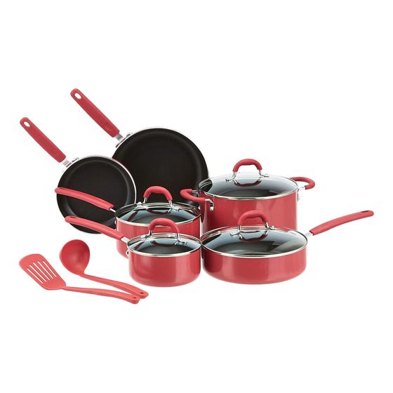 Imagem de Conjunto de utensílios de cozinha Amazon Basics Aluminium NS Red 12 unidades