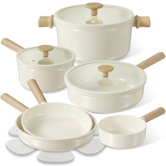 Imagem de Conjunto de Utensílios de Cozinha CAROTE Ceramic 14 Peças - Antiaderente e Não Tóxico