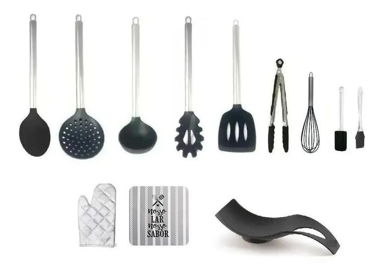 Conjunto De Utensílios De Cozinha Colheres De Silicone 12 Pç Menor preço em Conjunto De Utensílios De Cozinha Colheres De Silicone 12 Pç